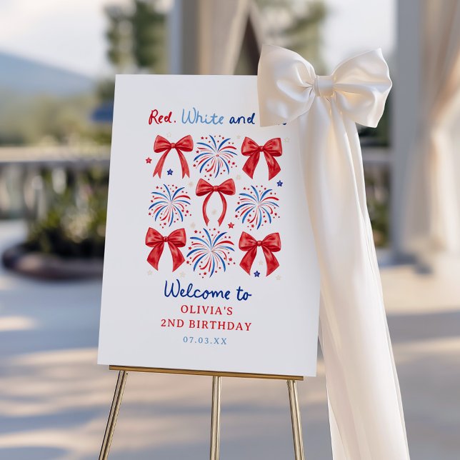 Red White and Two July Girl 2nd Birthday Welcome Foam Board (Creator Uploaded)