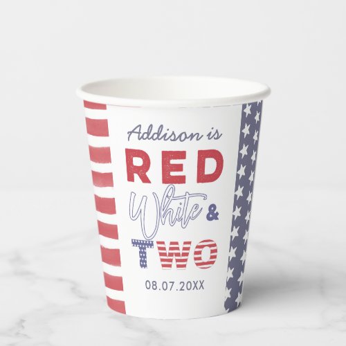Red White And Two Outdoors 2nd Birthday Party Paper Cups