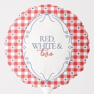 Red White and Two Second Birthday Party Balloon
