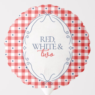 Red White and Two Second Birthday Party Balloon