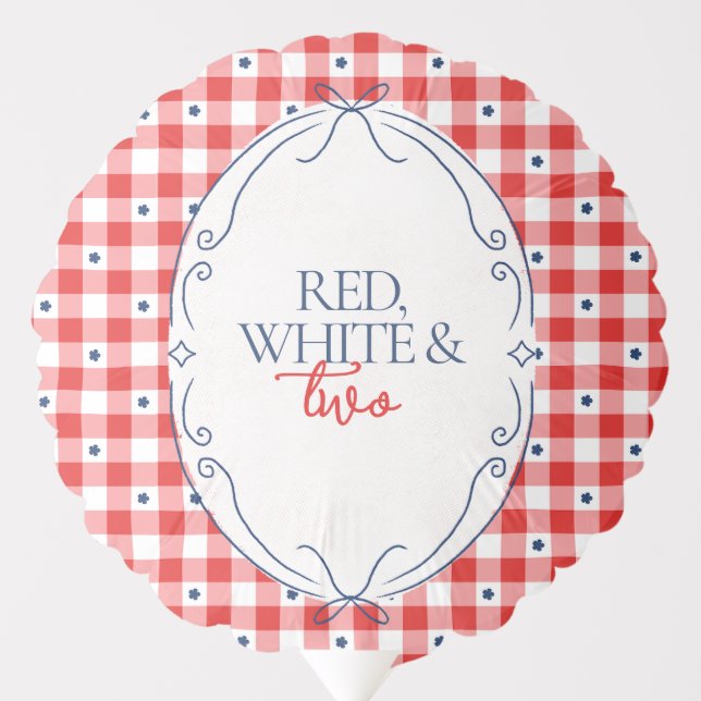 Red White and Two Second Birthday Party Balloon (Front)