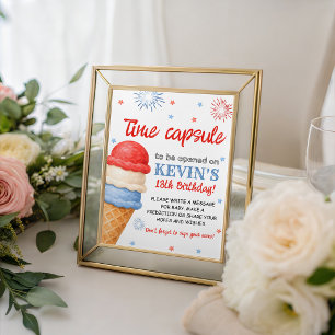 Red White and Two Time Capsule Table Sign