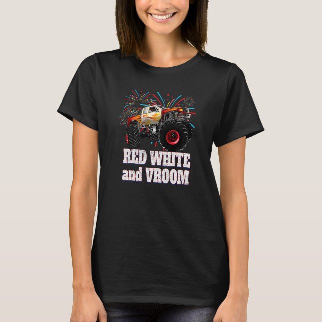 Red White And Vroom  4th Of July T-Shirt (Front)