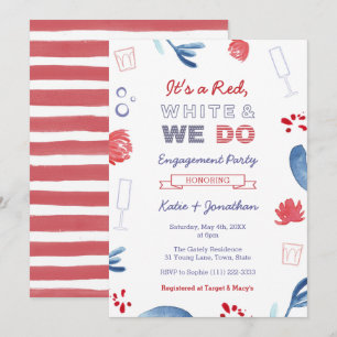 Red White And We Do Co-ed Shower Engagement Party Invitation