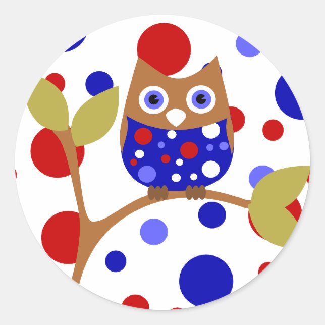 Red, White and Who Owl! Classic Round Sticker (Front)