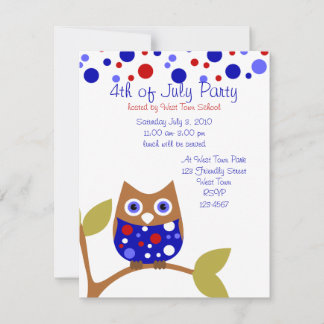Red White and Who Owl Invitation