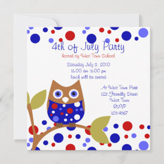 Red White and Who Owl Invitation