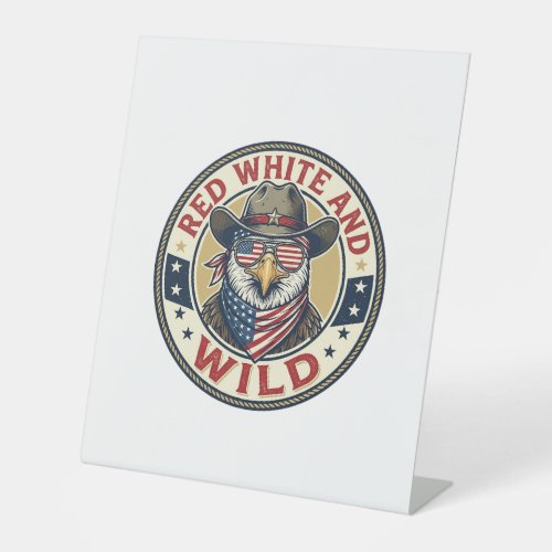 Red White And Wild Patriotic Patriotic Animal Vint Pedestal Sign