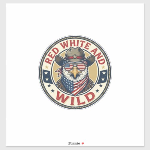 Red White And Wild Patriotic Patriotic Animal Vint Sticker