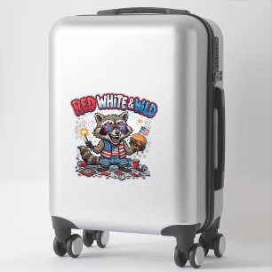  Red White and Wild Raccoon 4th of July Sticker