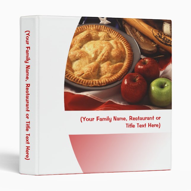 Red/White Apple Pie Personalized Recipe Menu Food 3 Ring Binder (Front/Spine)