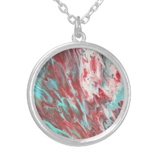 Red White Aqua and Pink Abstract Necklaces