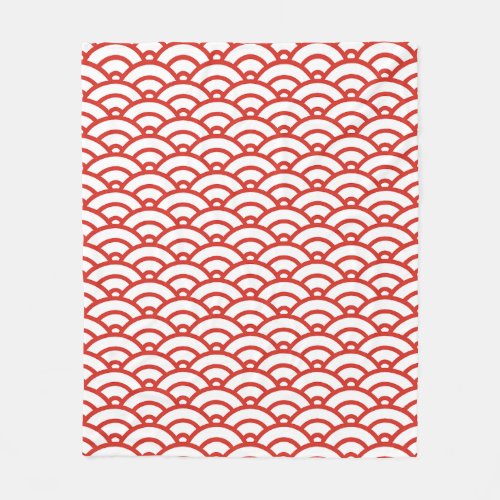 Red White Arch Semicircle Symmetrical Japan Patter Fleece Blanket