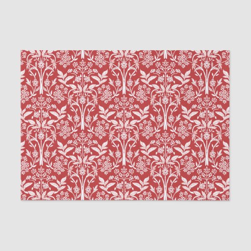 Red & White Art Nouveau Classic Holiday Floral Tissue Paper