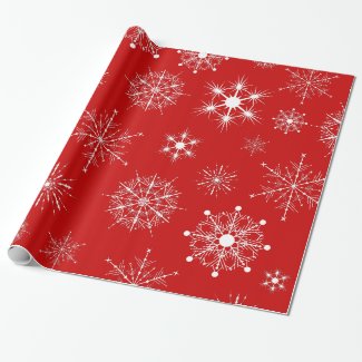 Red &amp; White Assorted Christmas Snowflakes Pattern