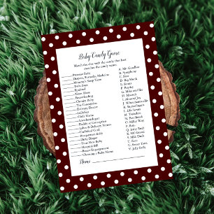Red White Baby Bow Baby Candy Baby Shower Game Invitation