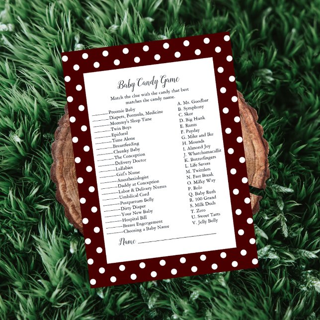 Red White Baby Bow Baby Candy Baby Shower Game Invitation (Creator Uploaded)