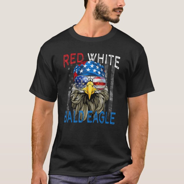 Red White Bald Eagle American Flag Bald Eagle 4th  T-Shirt (Front)