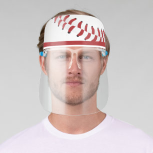 Red White Ball Sports Baseball Face Shield