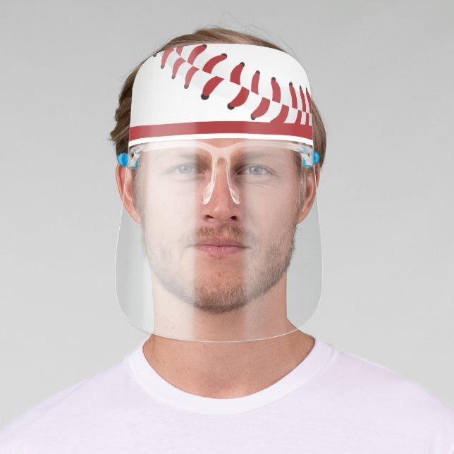 Red White Ball Sports Baseball Face Shield (Insitu)