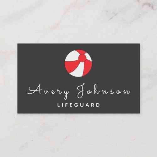 Red  White Ball Swimming Pool Lifeguard Simple    Business Card
