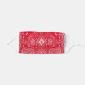 Red White Bandana Paisley Pattern Print Adult Cloth Face Mask (Front, Folded)