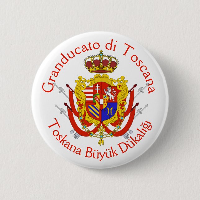 Red White Banner Grand Duchy of Tuscany Button (Front)