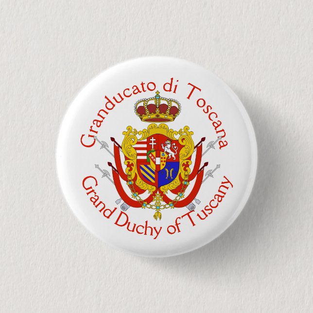 Red White Banner Grand Duchy of Tuscany Button (Front)