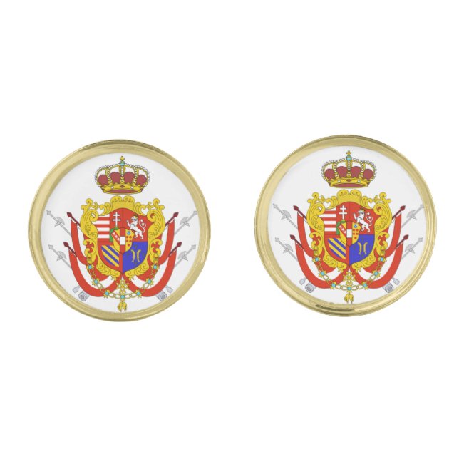 Red White Banner Grand Duchy of Tuscany Gold Cufflinks (Front)