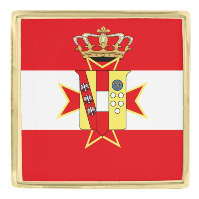 Red White Banner Grand Duchy of Tuscany Gold Finish Lapel Pin (Front)
