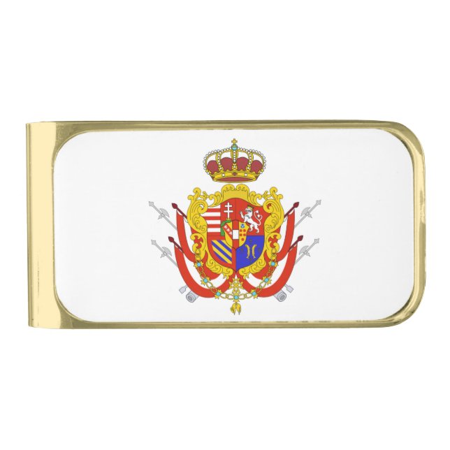 Red White Banner Grand Duchy of Tuscany Gold Finish Money Clip (Front)