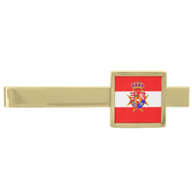 Red White Banner Grand Duchy of Tuscany Gold Finish Tie Clip (Front)