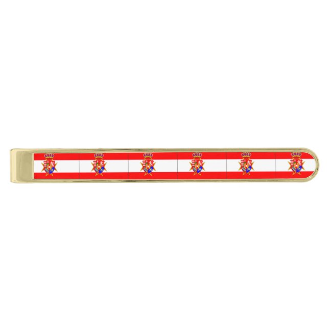 Red White Banner Grand Duchy of Tuscany Gold Finish Tie Clip (Front)