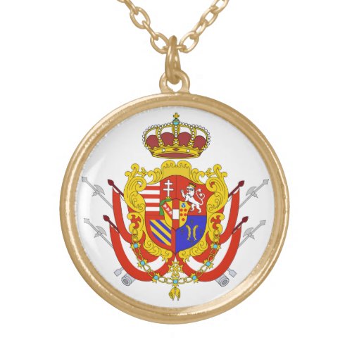 Red White Banner Grand Duchy of Tuscany Gold Plated Necklace