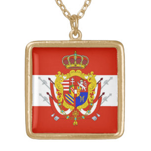 Red White Banner Grand Duchy of Tuscany Gold Plated Necklace