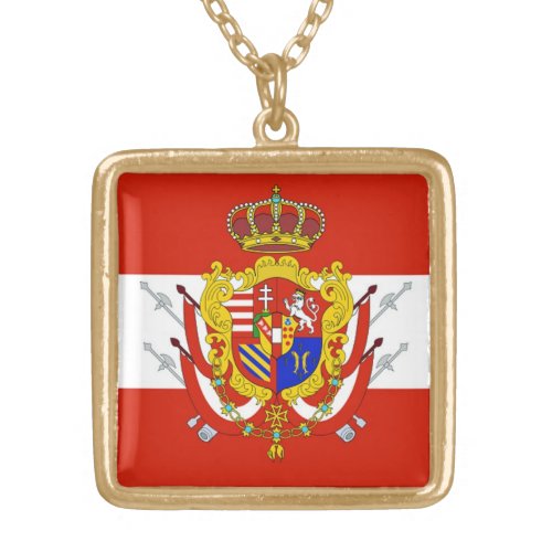 Red White Banner Grand Duchy of Tuscany Gold Plated Necklace