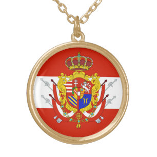 Red White Banner Grand Duchy of Tuscany Gold Plated Necklace