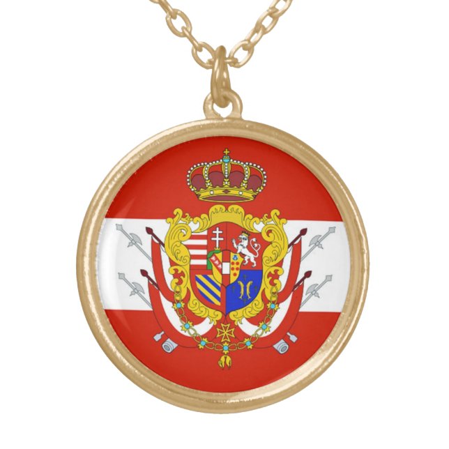 Red White Banner Grand Duchy of Tuscany Gold Plated Necklace (Front)