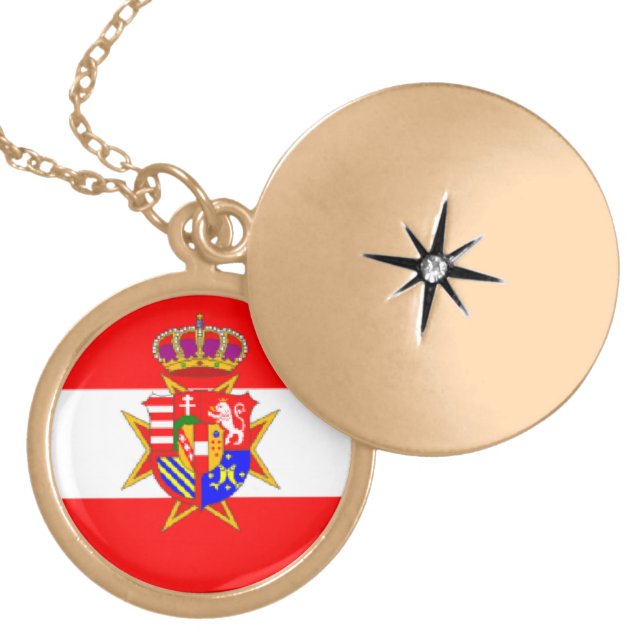 Red White Banner Grand Duchy of Tuscany Gold Plated Necklace (Front)