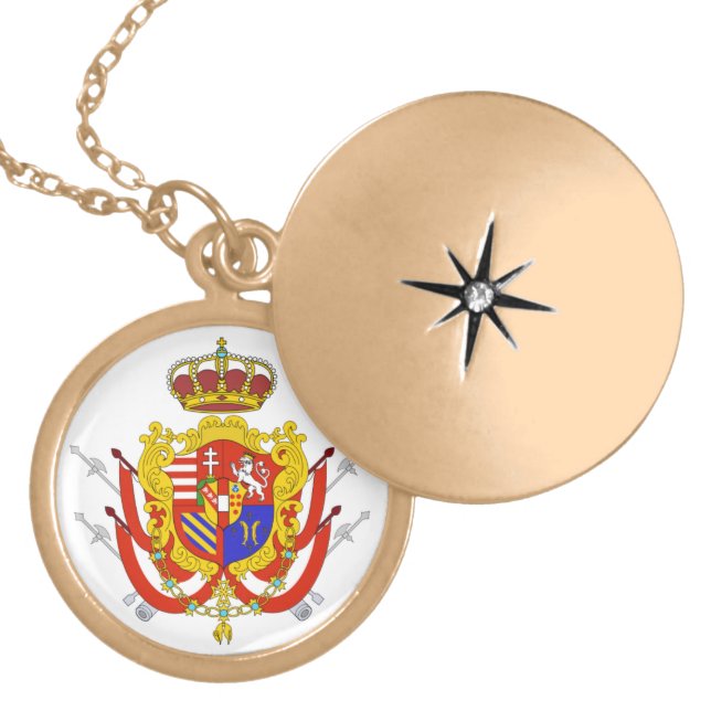 Red White Banner Grand Duchy of Tuscany Locket Necklace (Front)