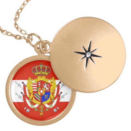 Red White Banner Grand Duchy of Tuscany Locket Necklace