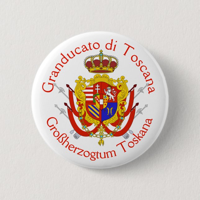 Red White Banner Grand Duchy of Tuscany Pinback Button (Front)