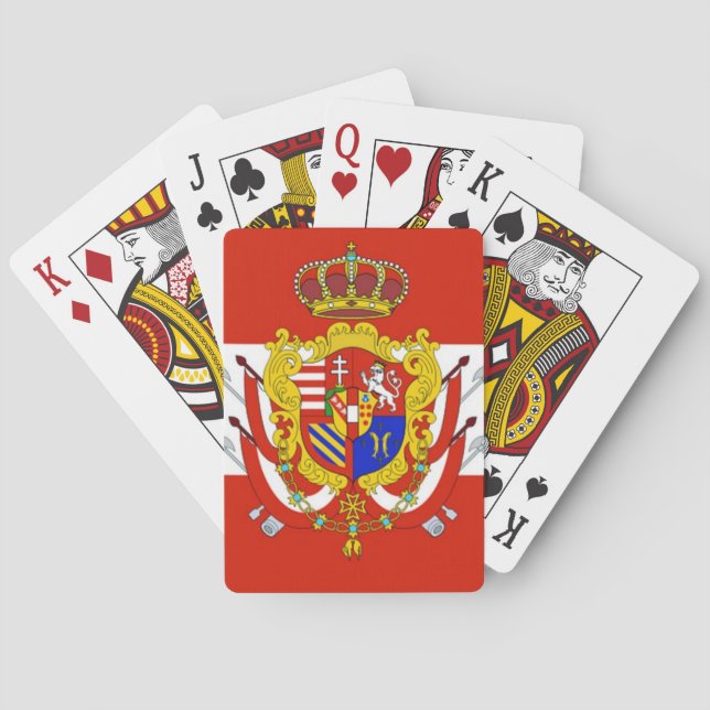 Red White Banner Grand Duchy of Tuscany Poker Cards (Back)