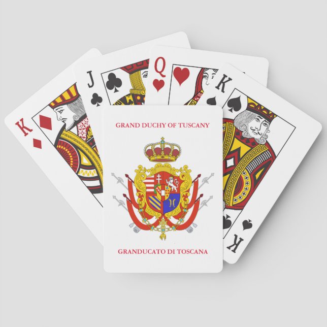 Red White Banner Grand Duchy of Tuscany Poker Cards (Back)
