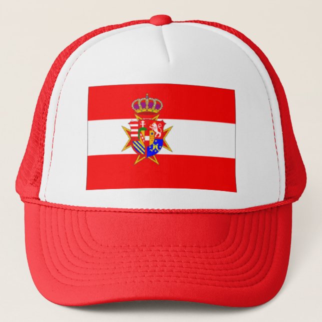 Red White Banner Grand Duchy of Tuscany Trucker Hat (Front)