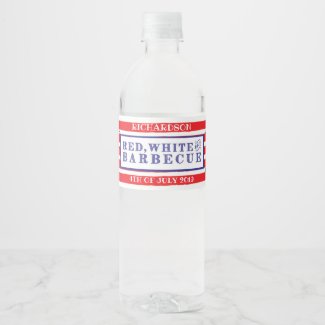 Red, White & Barbecue USA Water Bottle Labels