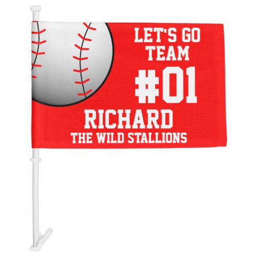 Red White Baseball Team Spirit Car Flag