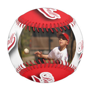 Red   White    Baseball with Photo