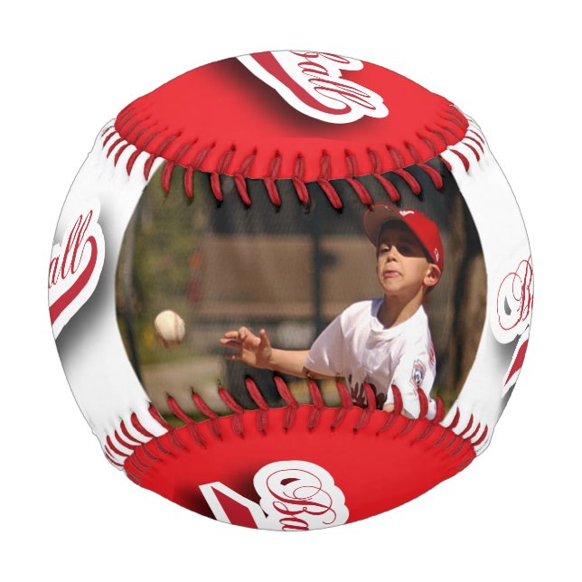 Red | White |  Baseball with Photo (Front)