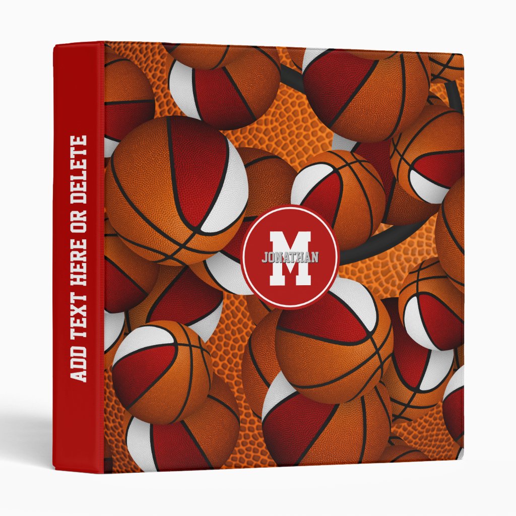 red white basketball club team colors binder